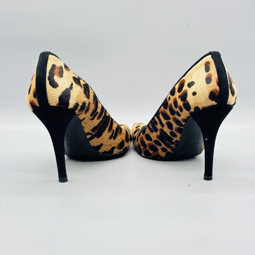 Stuart Weitzman Shoes Womens 8 Brown Leopard Calf Hair Pumps Dress Pointed Toe - Picture 6 of 11